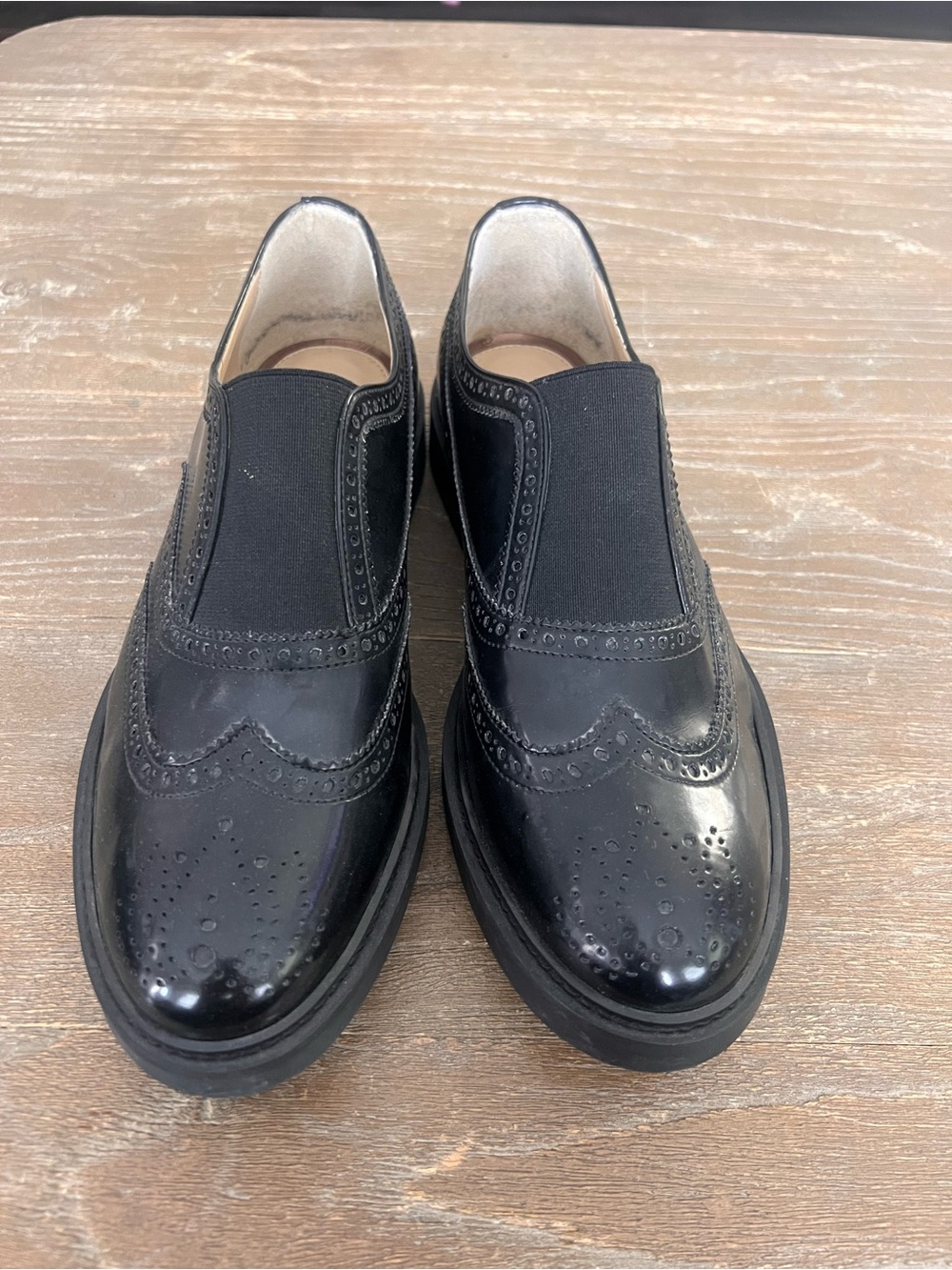 Black Slip-On Wingtip Brogues bourgeois boheme shoes